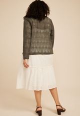 Plus Size Open Stitch Crochet Cardigan, C7657, small