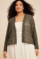 Plus Size Open Stitch Crochet Cardigan, C7657, small