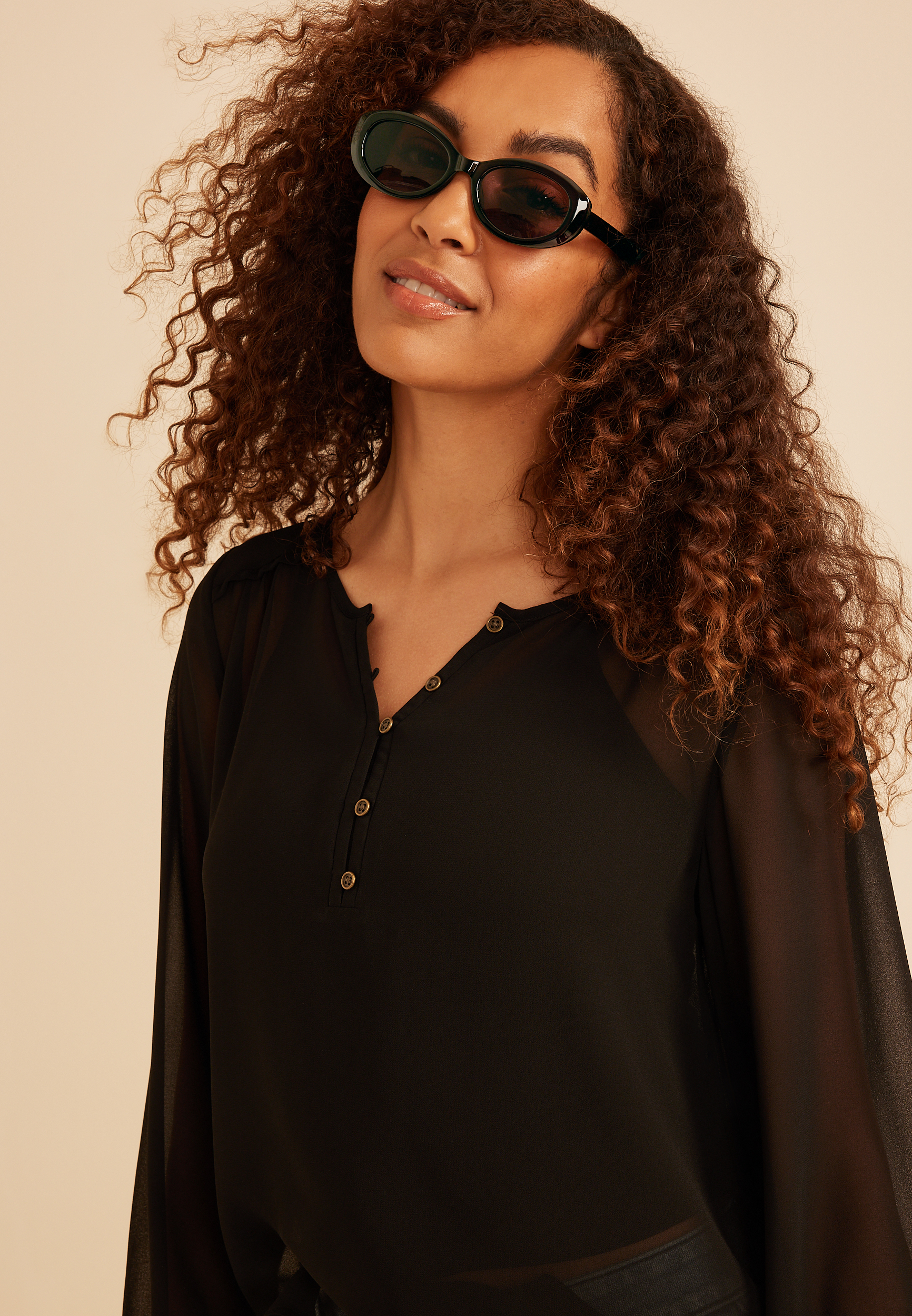 Brown Slim Plastic Oval Sunglasses, C126, large