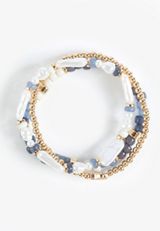 Beaded Shell Charm Bracelet Set, GOLD COMBO, small