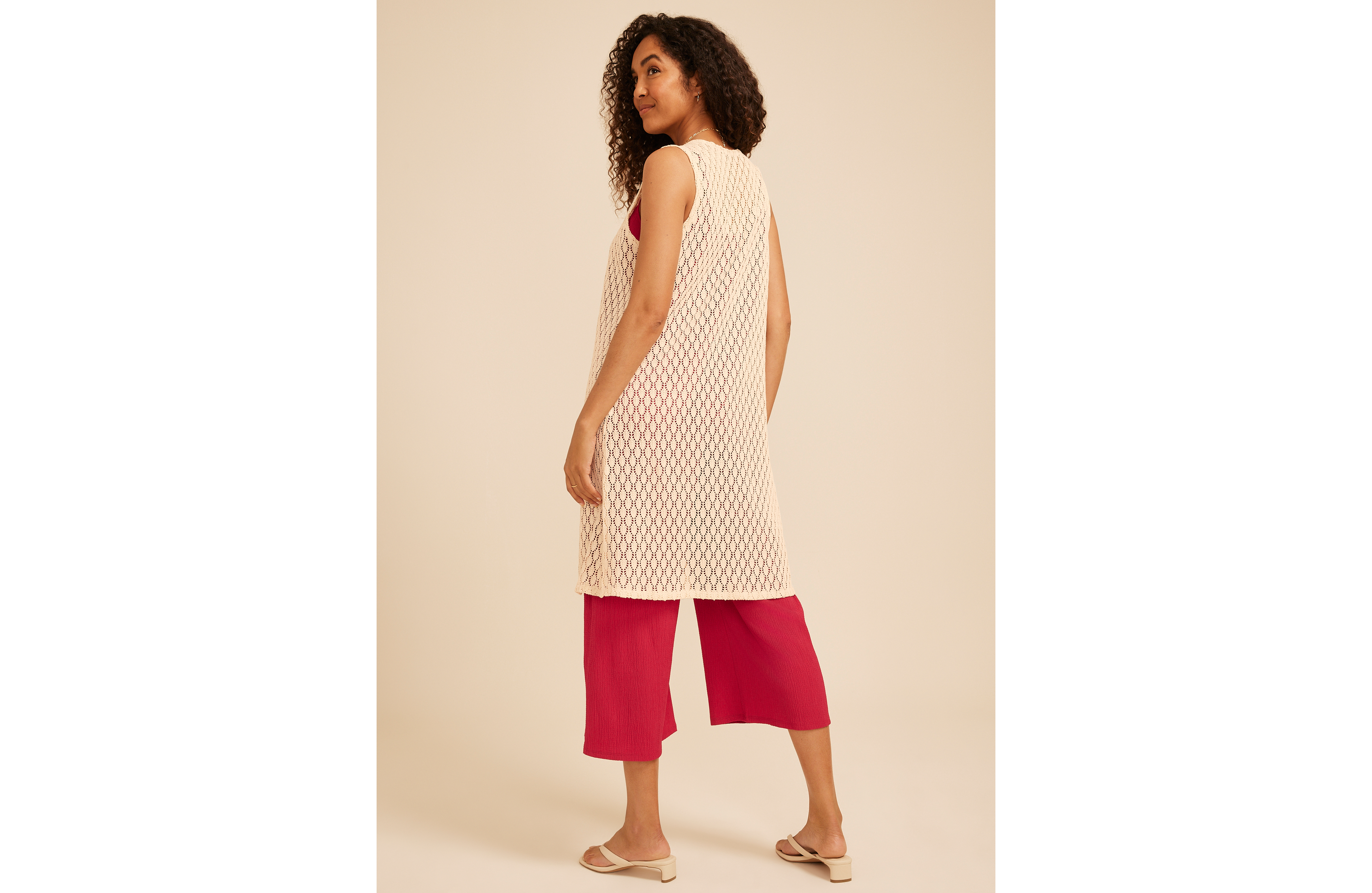 Crochet Duster Length Open Front Vest