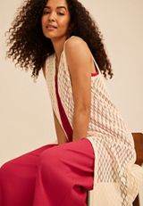 Crochet Duster Length Open Front Vest, C254, small