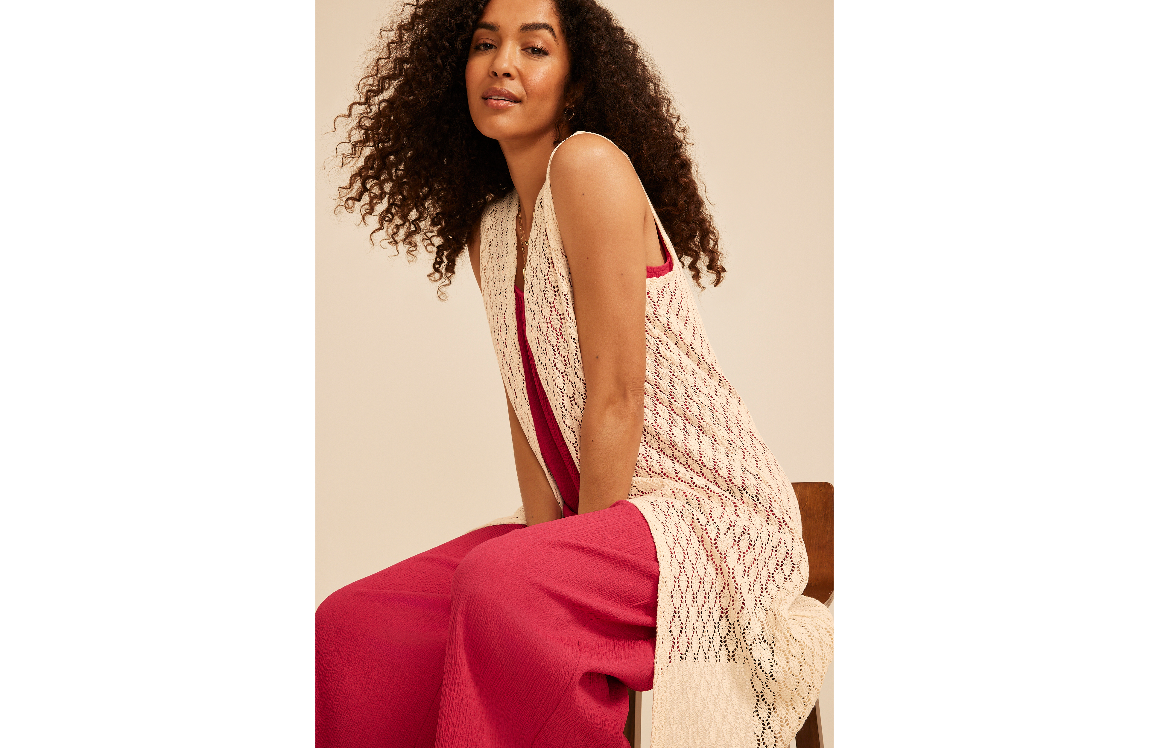 Crochet Duster Length Open Front Vest