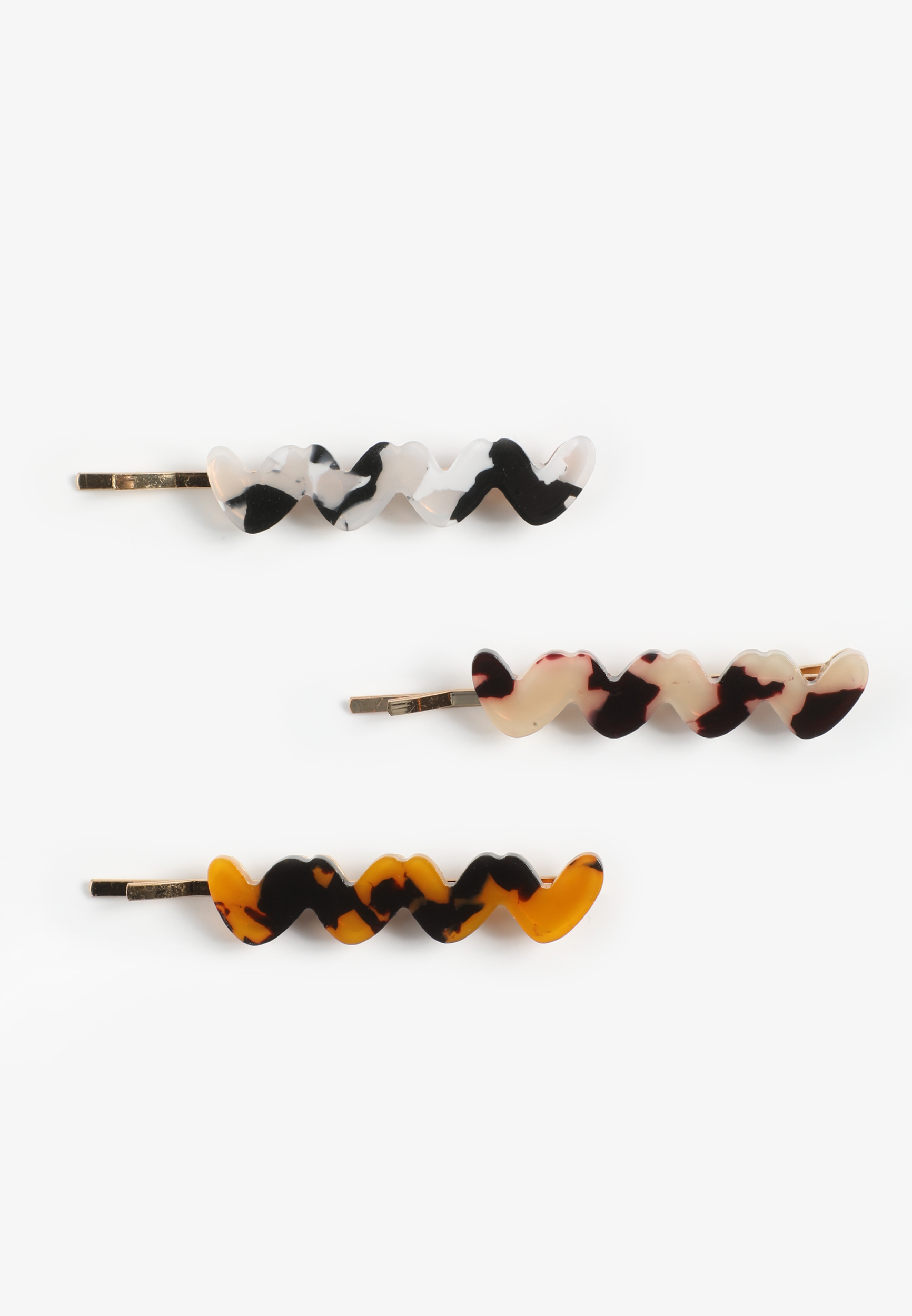 3 Pack Wavy Tortoiseshell Hair Barrette Set