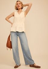 Lace Trim Tiered Tank Top, C183, small