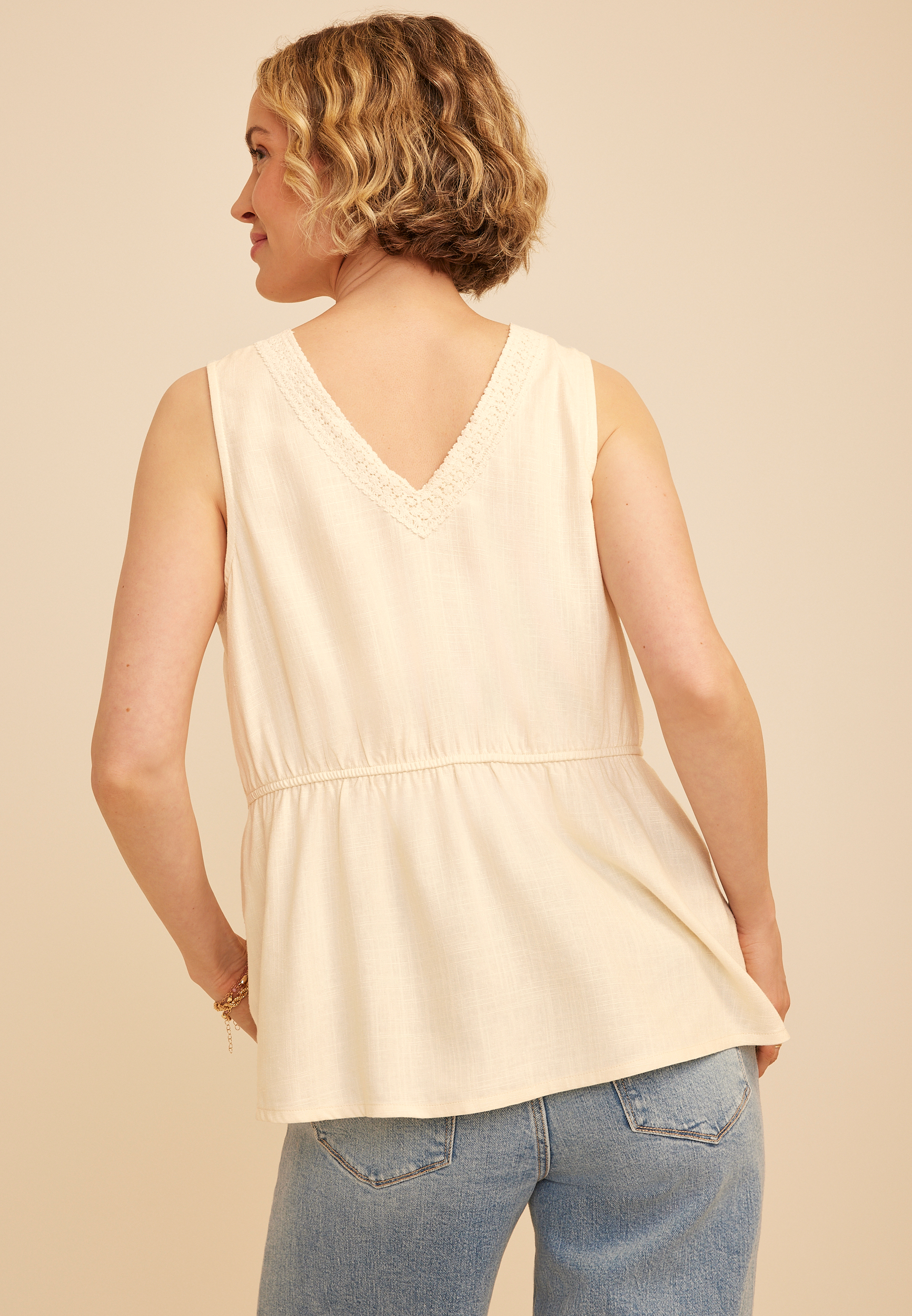 Lace Trim Tiered Tank Top, C183, large