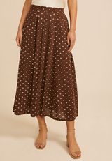 Polka Dot Button Front Maxi Skirt, C6115, small