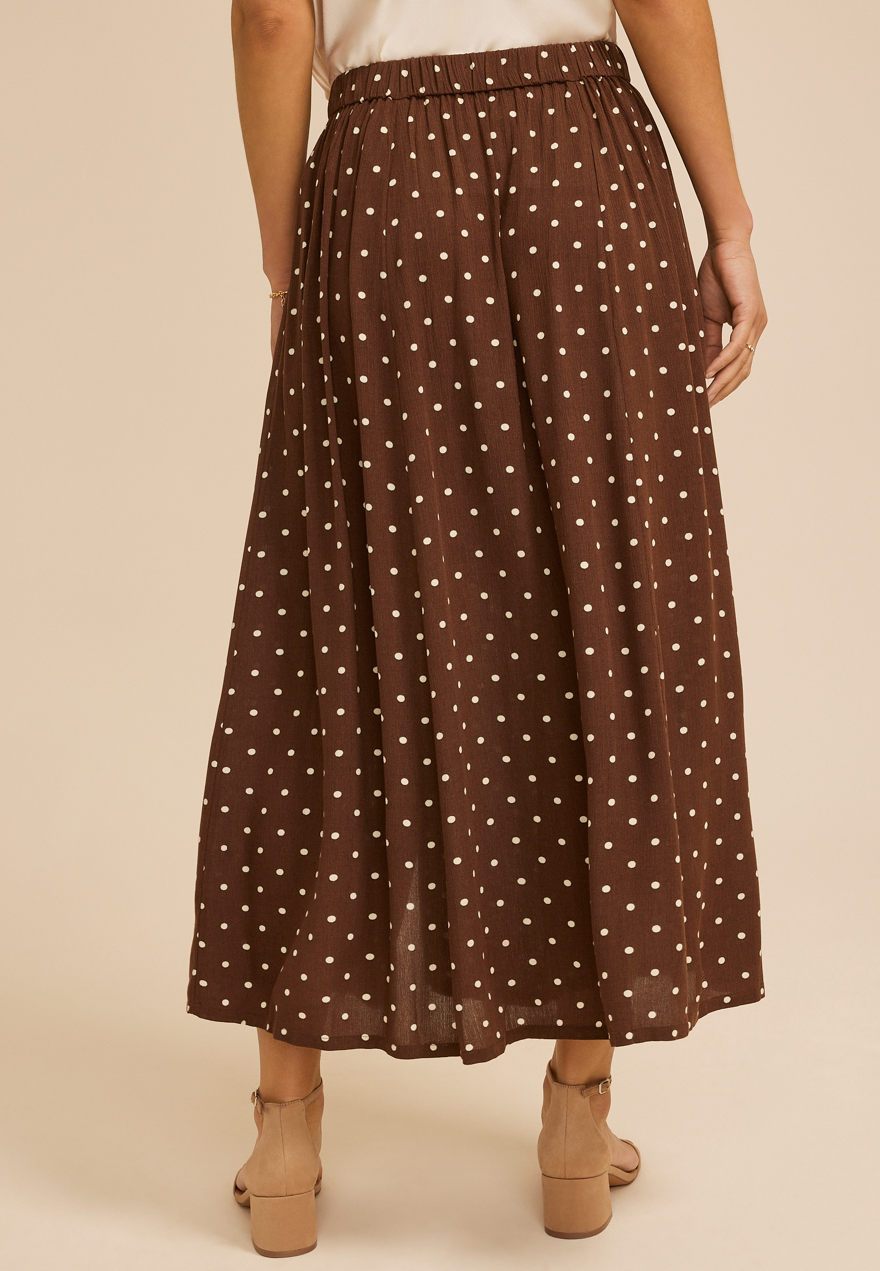 Polka Dot Button Front Maxi Skirt, C6115, large