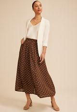Polka Dot Button Front Maxi Skirt, C6115, small