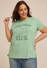Plus Size Dog Mom Club Classic Fit Graphic Tee, GRANITE GREEN, small