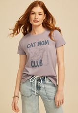 Cat Mom Club Classic Fit Graphic Tee, MINIMAL GRAY, small