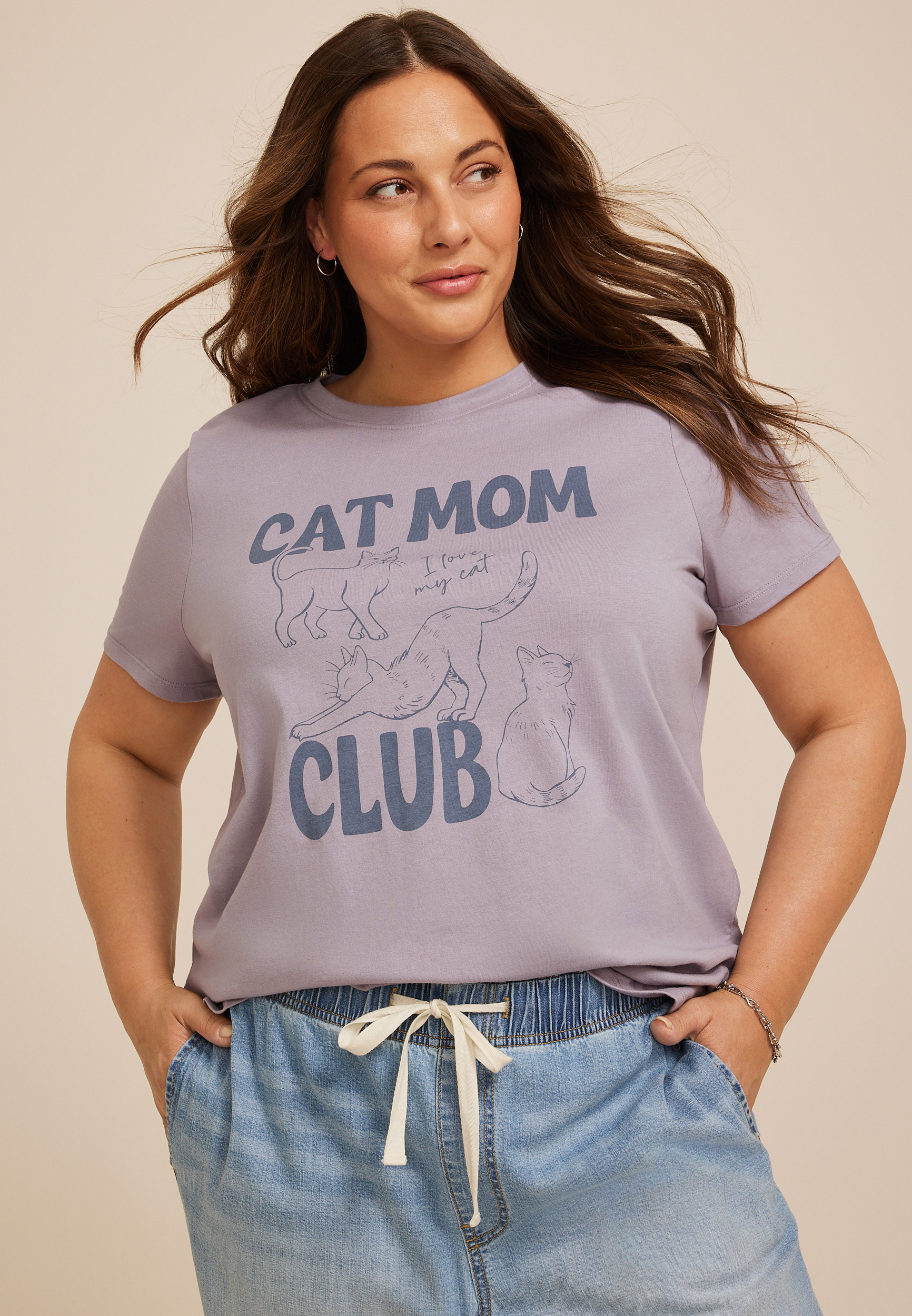 Plus Size Cat Mom Club Classic Fit Graphic Tee, C5191, large