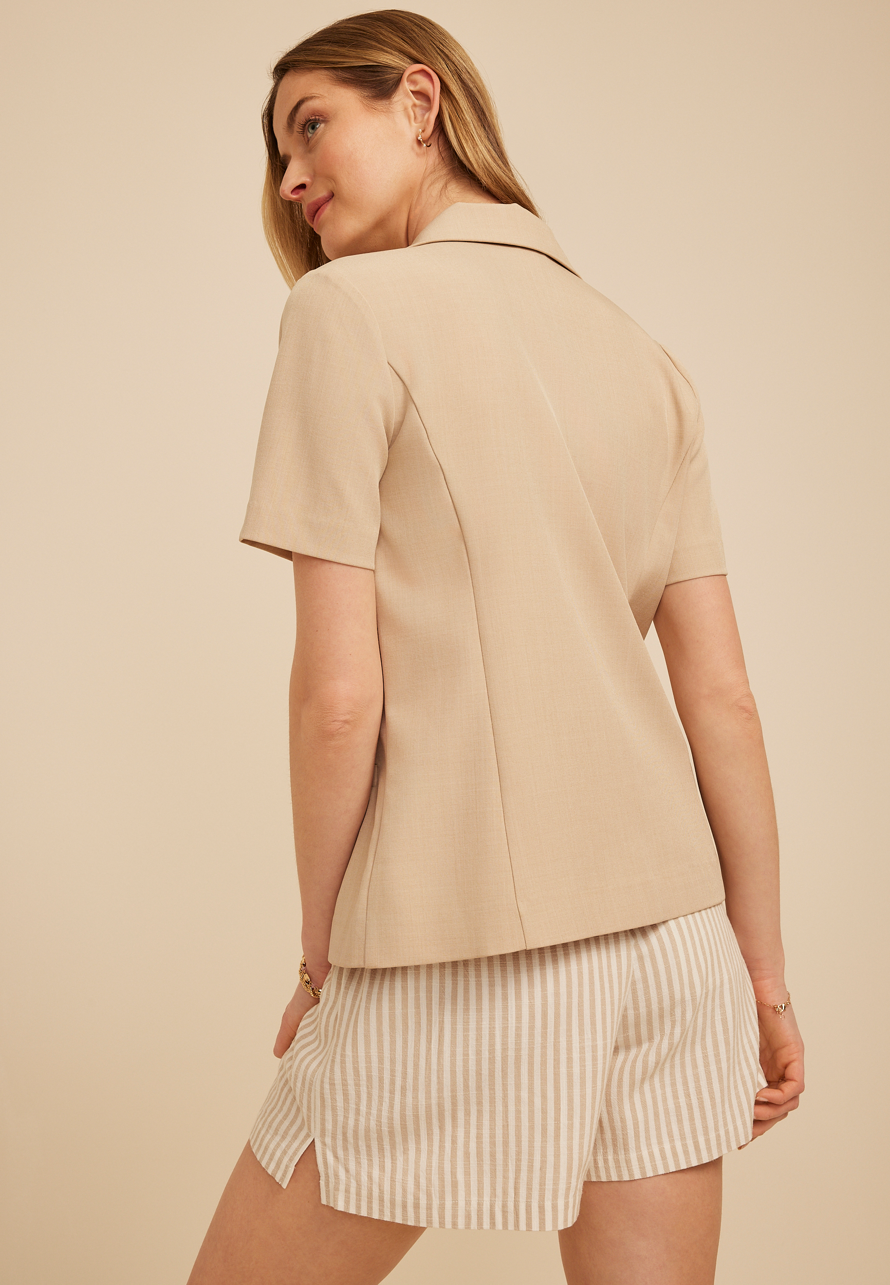 Short Sleeve Single Button Blazer, DOESKIN, large