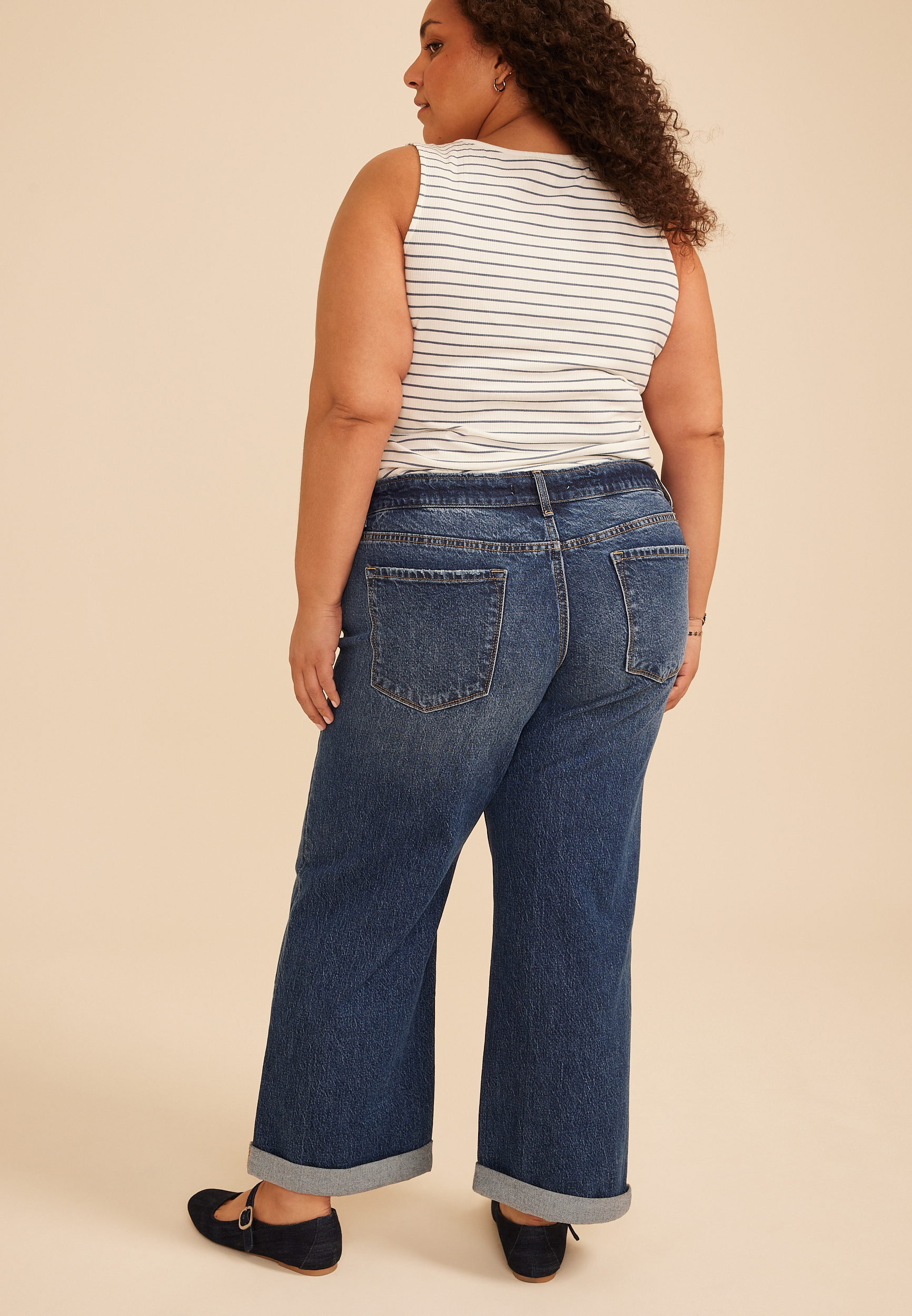 Plus Size KanCan&trade; Mid Rise Mini Roll Hem Wide Leg Jean, C258, large