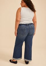 Plus Size KanCan&trade; Mid Rise Mini Roll Hem Wide Leg Jean, C258, small