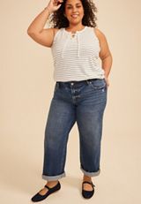 Plus Size KanCan&trade; Mid Rise Mini Roll Hem Wide Leg Jean, C258, small