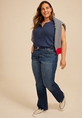 Plus Size KanCan&trade; High Rise Double Button Pieced Waist Bootcut Jeans, C258, small