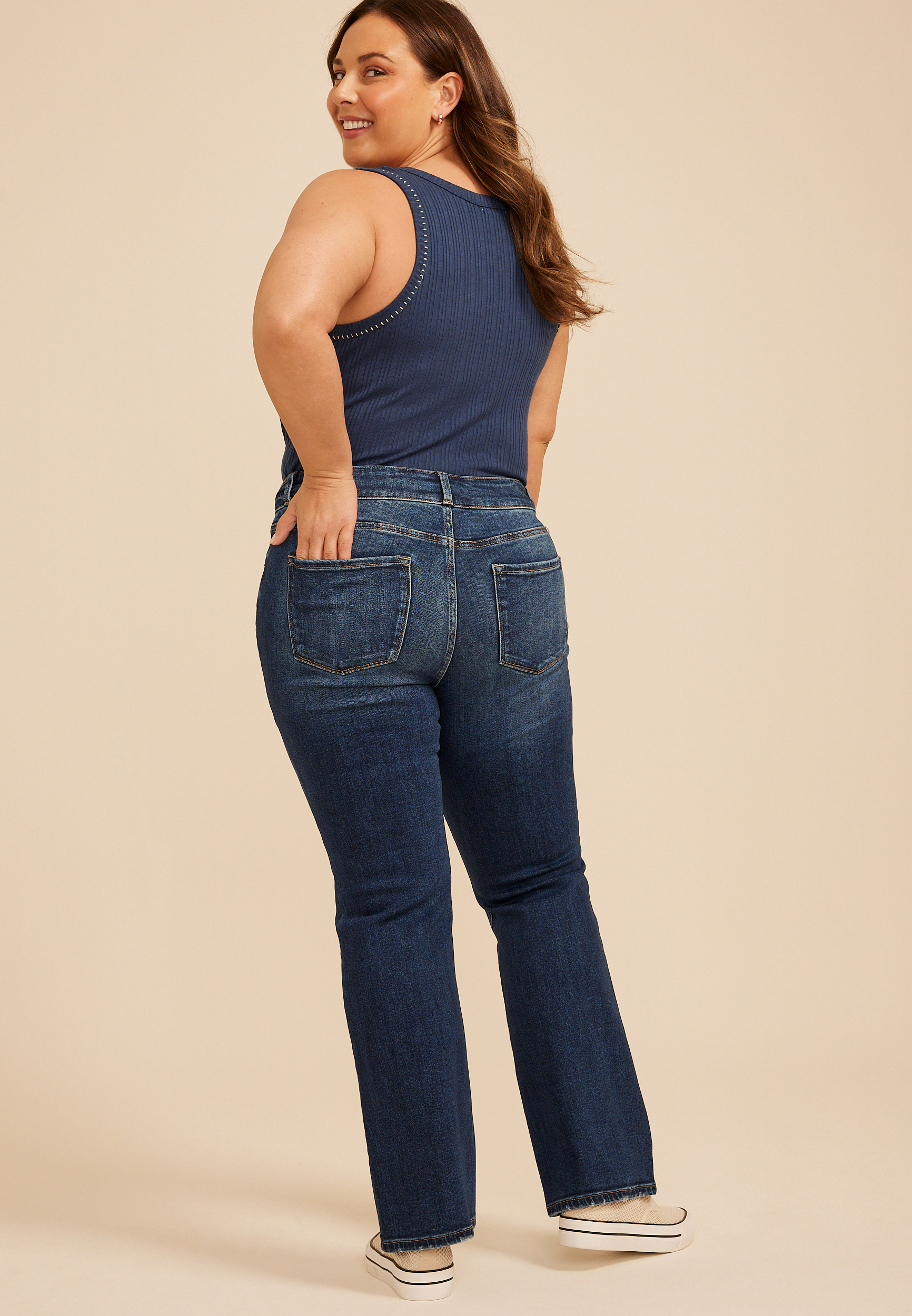 Plus Size KanCan&trade; High Rise Double Button Pieced Waist Bootcut Jeans, C258, large