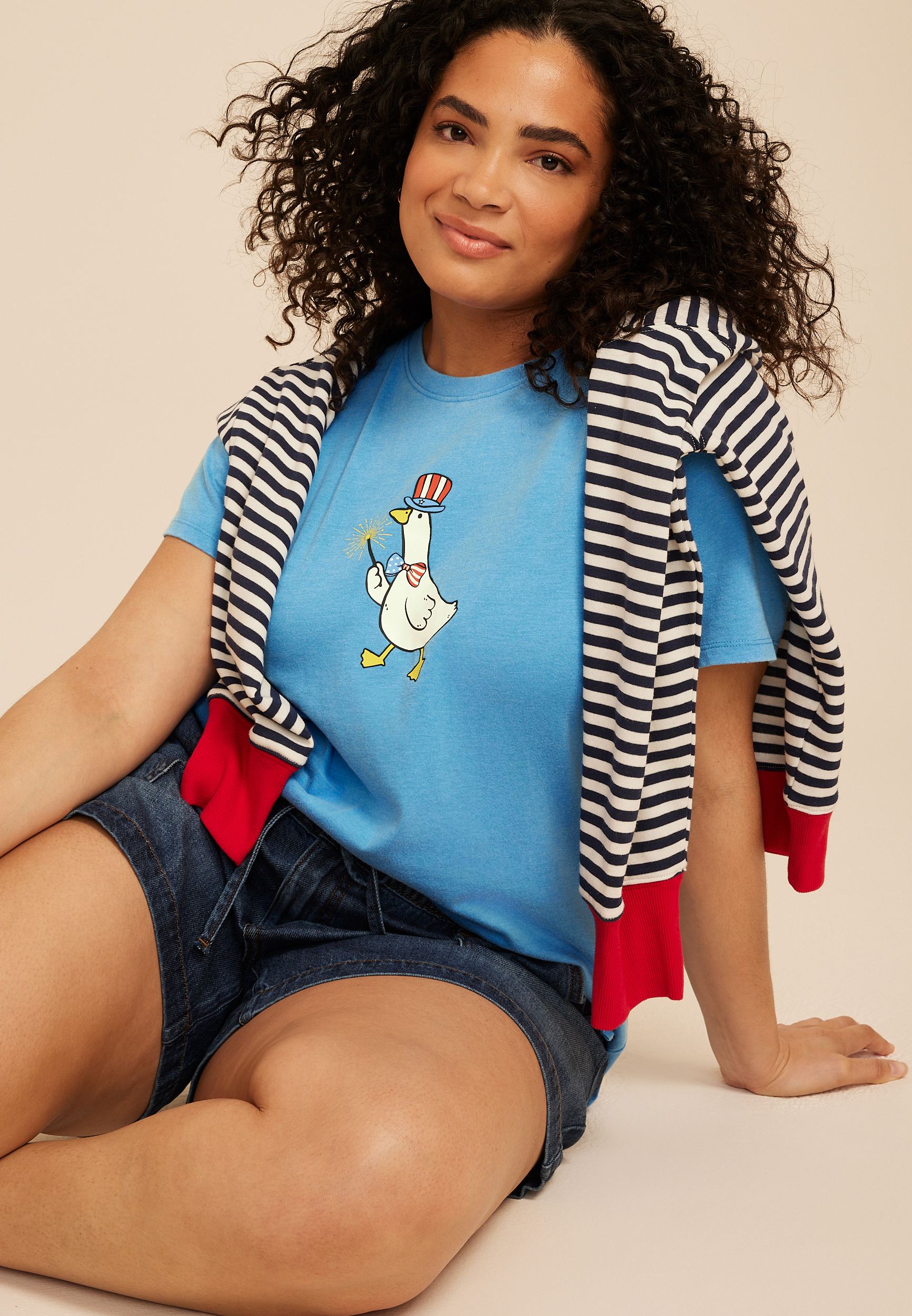 Plus Size Americana Goose Sparkler Classic Fit Graphic Tee, C4820, large