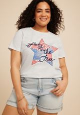 Plus Size Americana Land Of The Free Star Classic Fit Graphic Tee, C3348, small