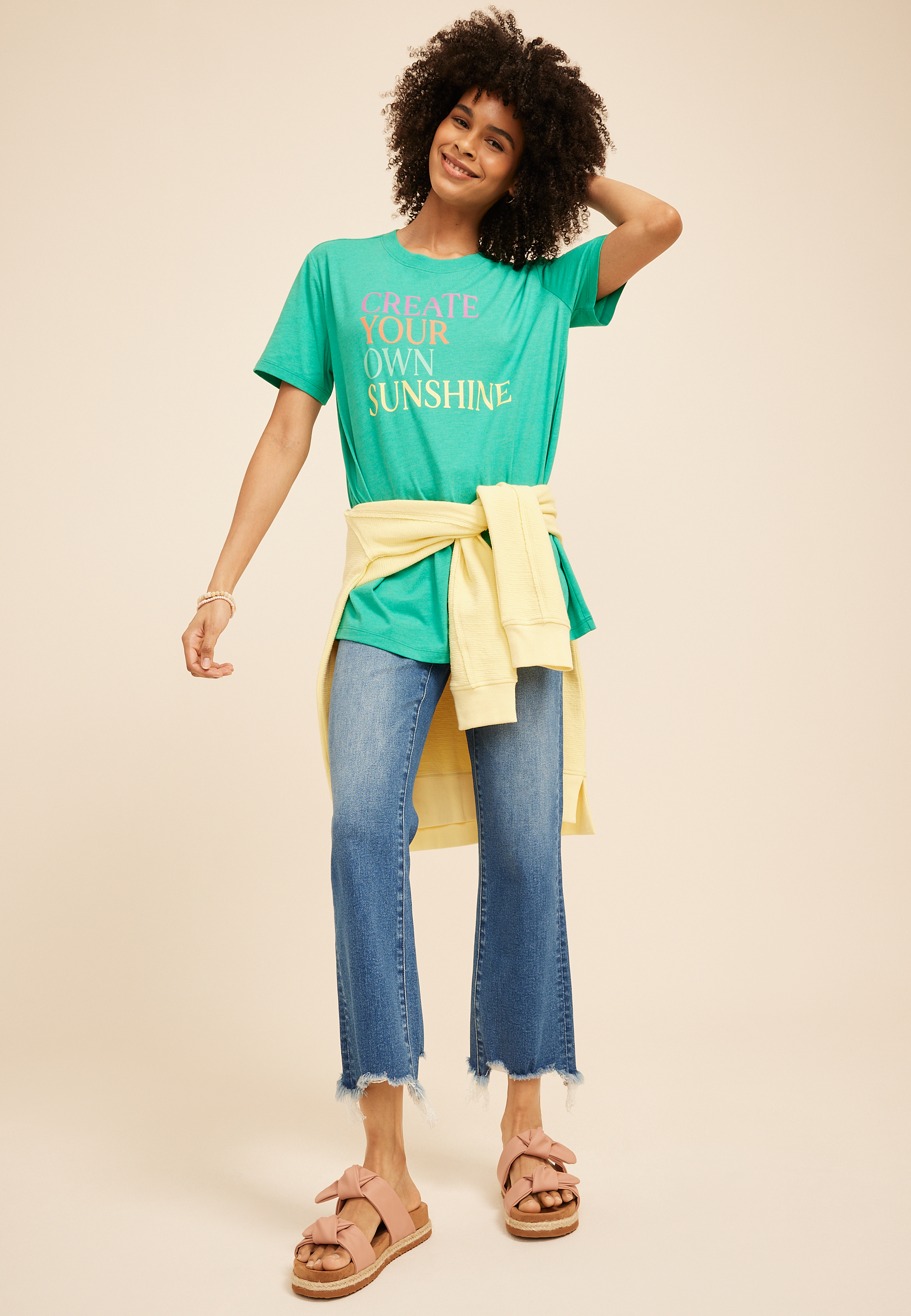 Create Your Own Sunshine Oversized Fit Graphic Tee, C1461, large