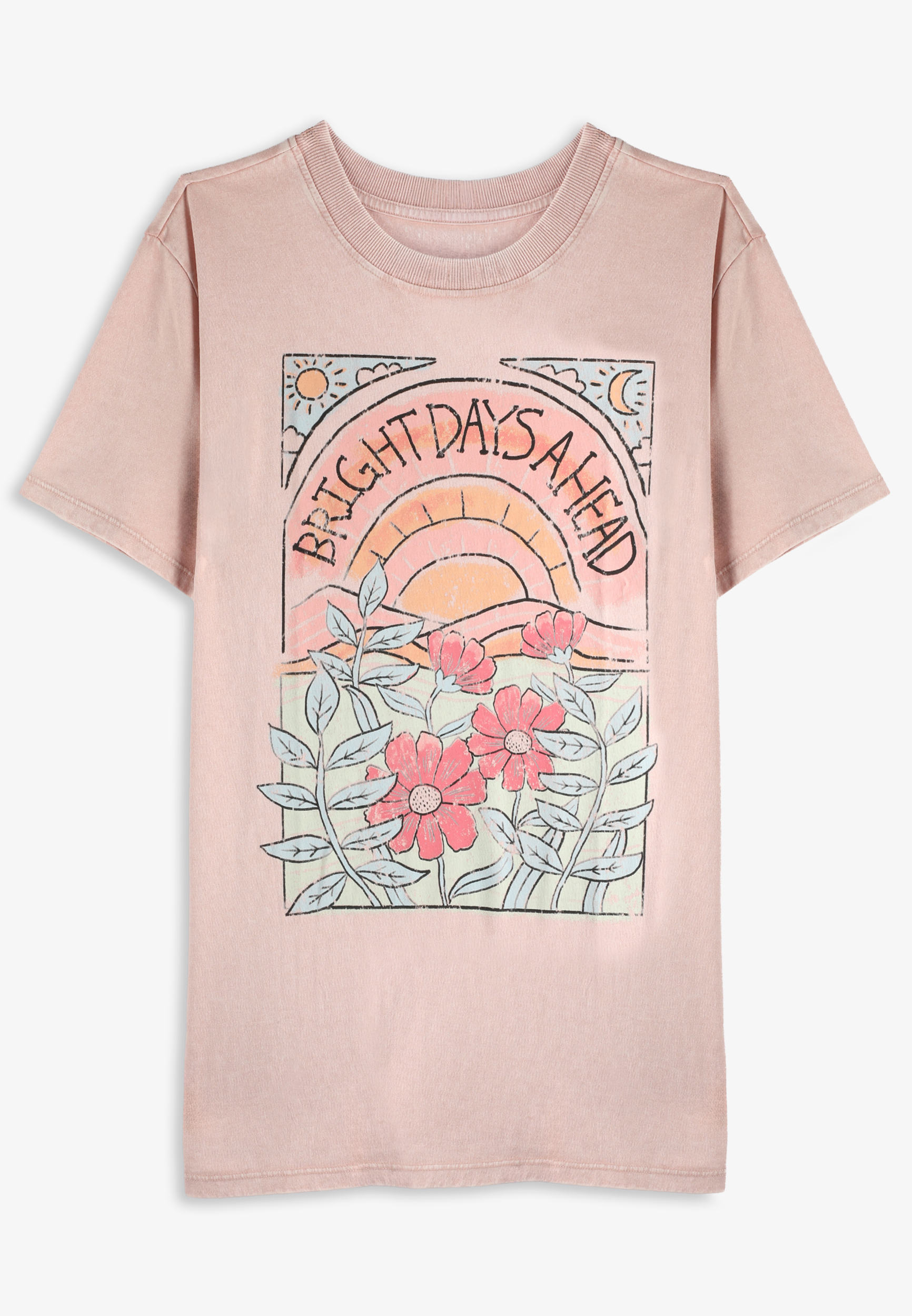 Bright Days Ahead Oversized Fit Graphic Tee, C3267, large