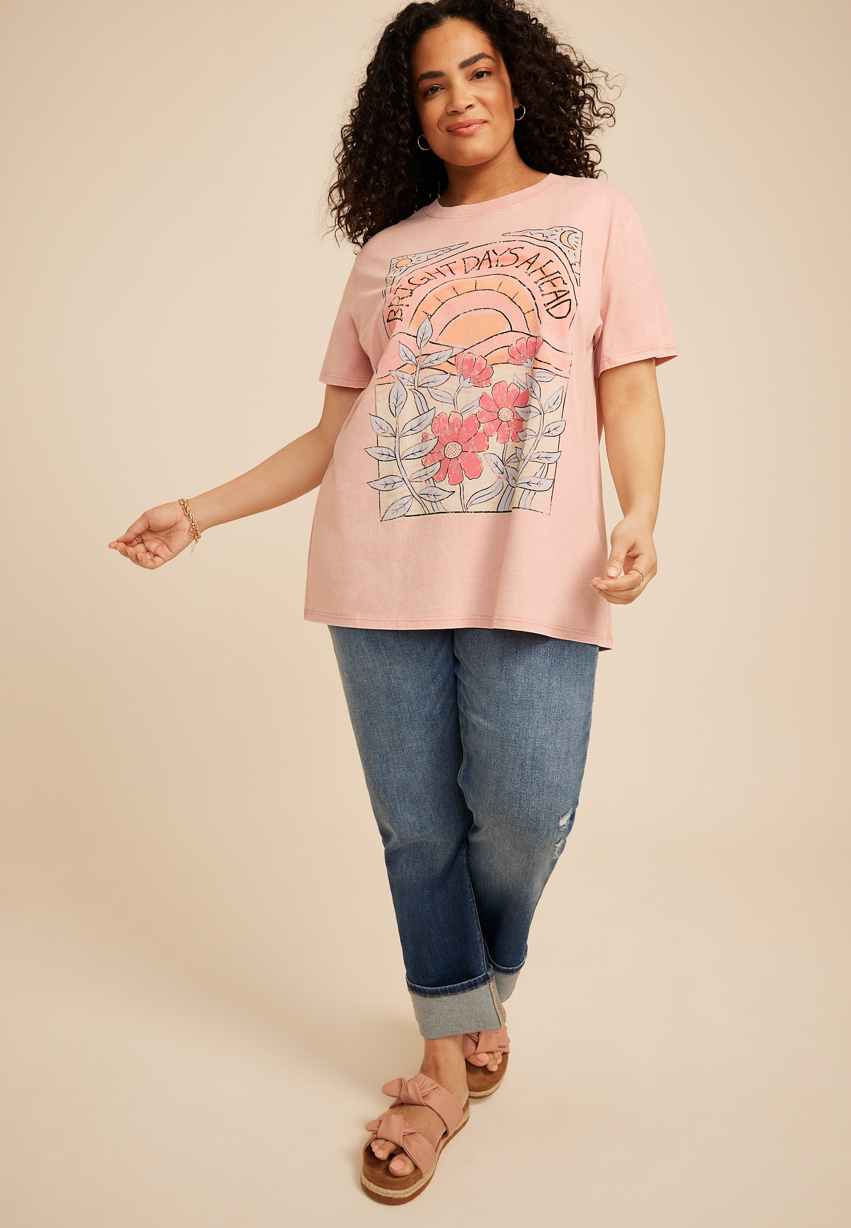 Plus Size Bright Days Ahead Oversized Fit Graphic Tee
