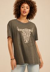 Free Spirit Studded Oversized Fit Graphic Tee, C1594, small