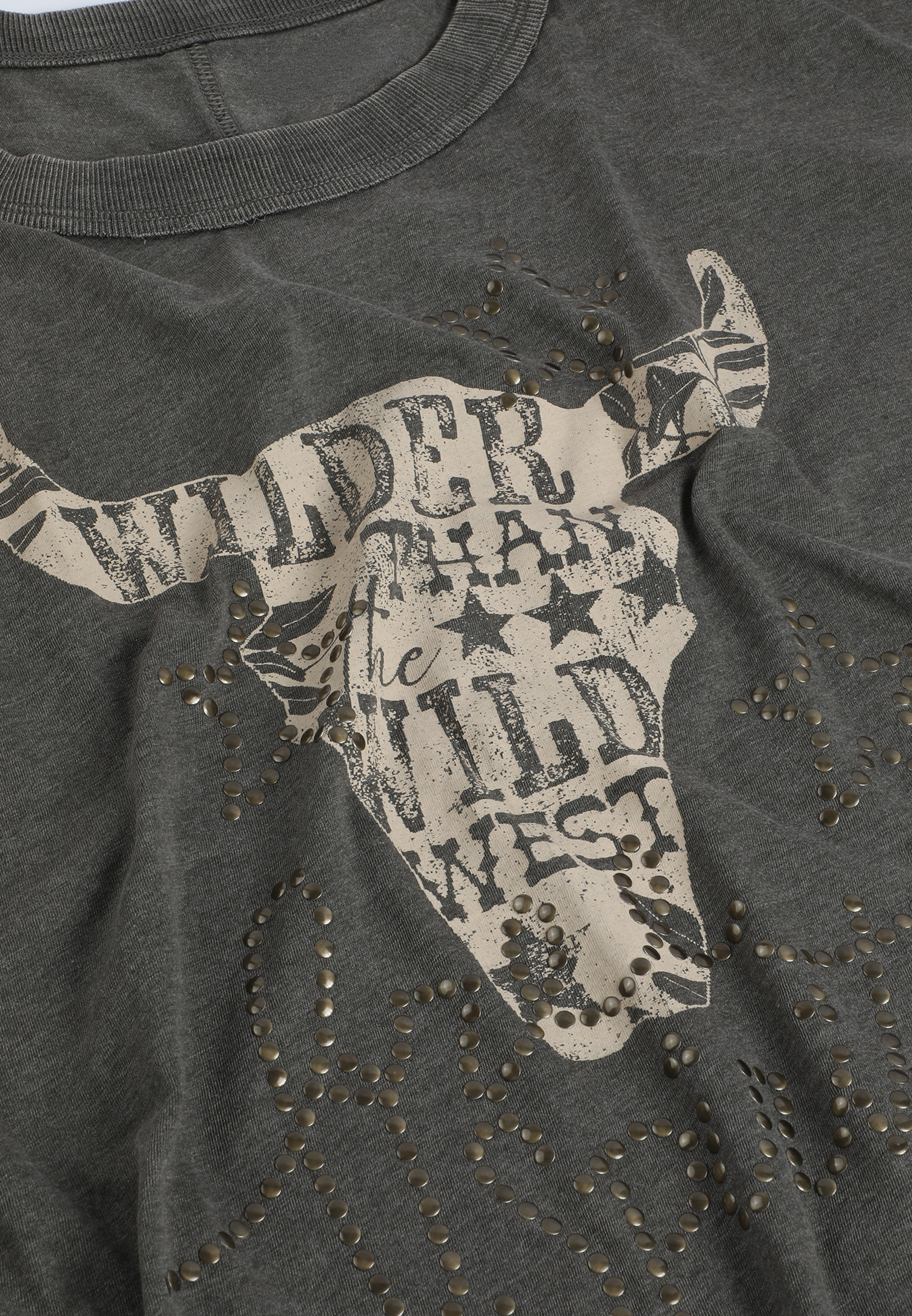 Free Spirit Studded Oversized Fit Graphic Tee, C1594, large