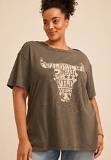Plus Size Free Spirit Studded Oversized Fit Graphic Tee, C1594, small