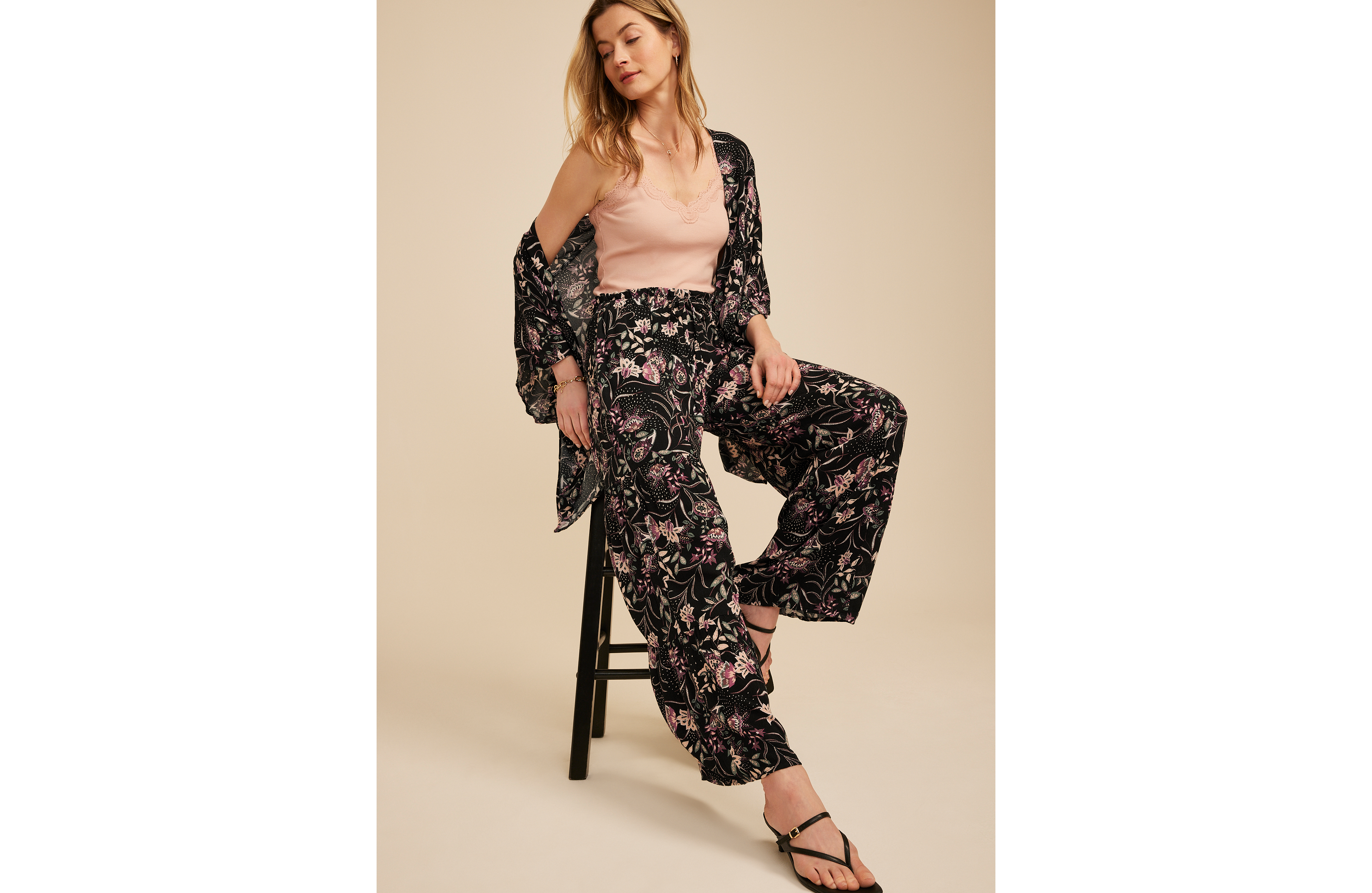 Paisley Floral Print Palazzo High Rise Pant