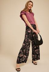 Paisley Floral Print Palazzo High Rise Pant, C1756, small