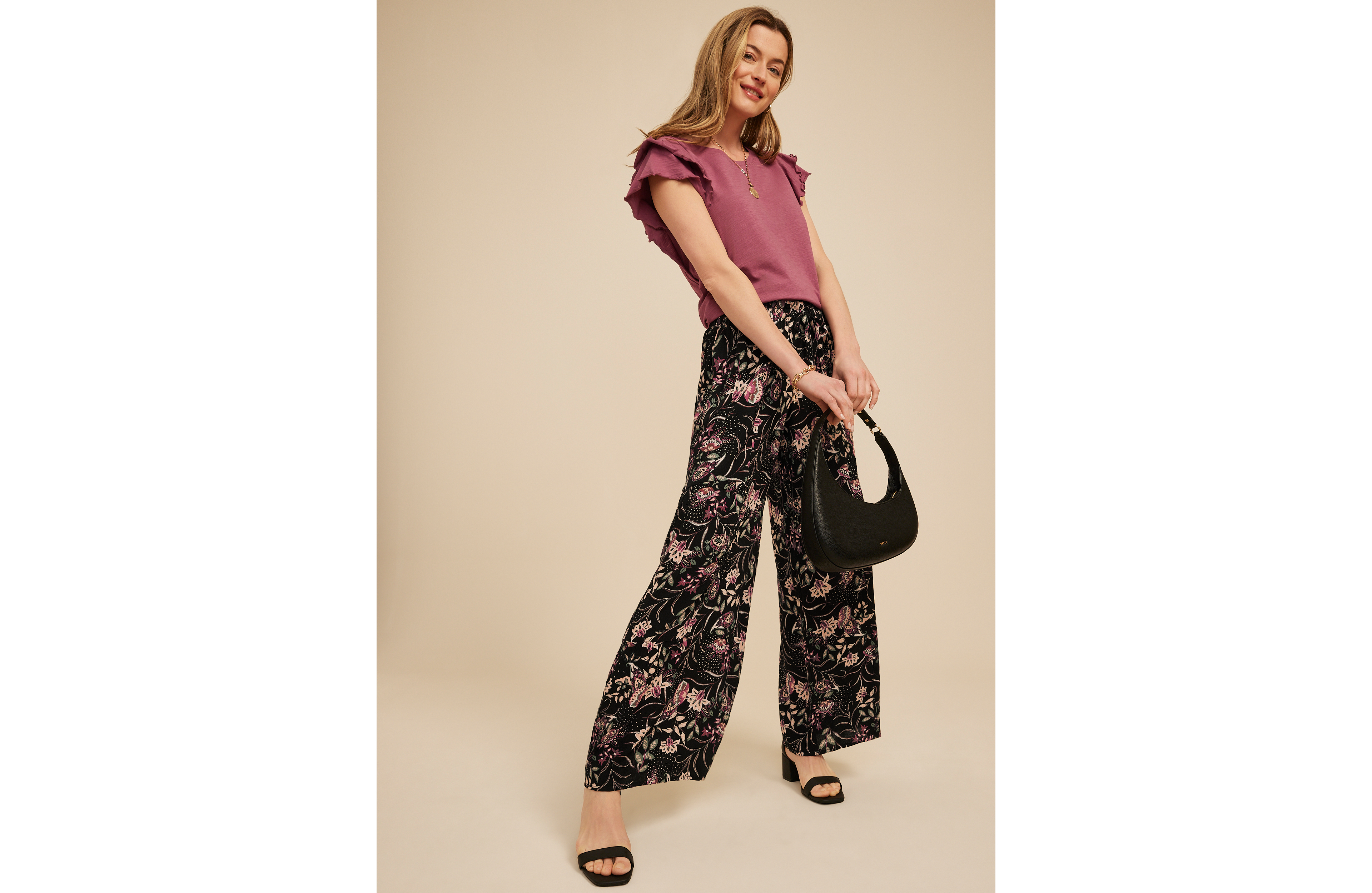 Paisley Floral Print Palazzo High Rise Pant