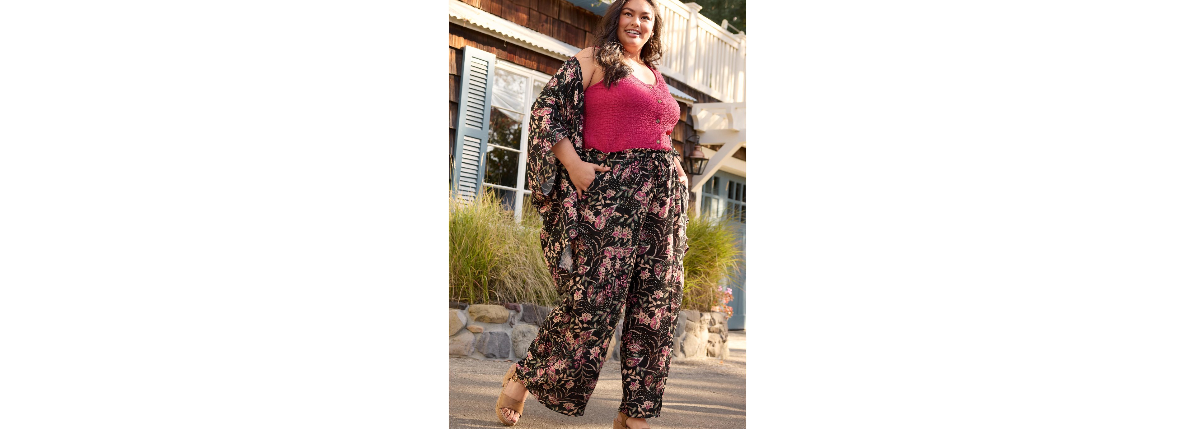 Plus Paisley Floral Print Palazzo High Rise Pant