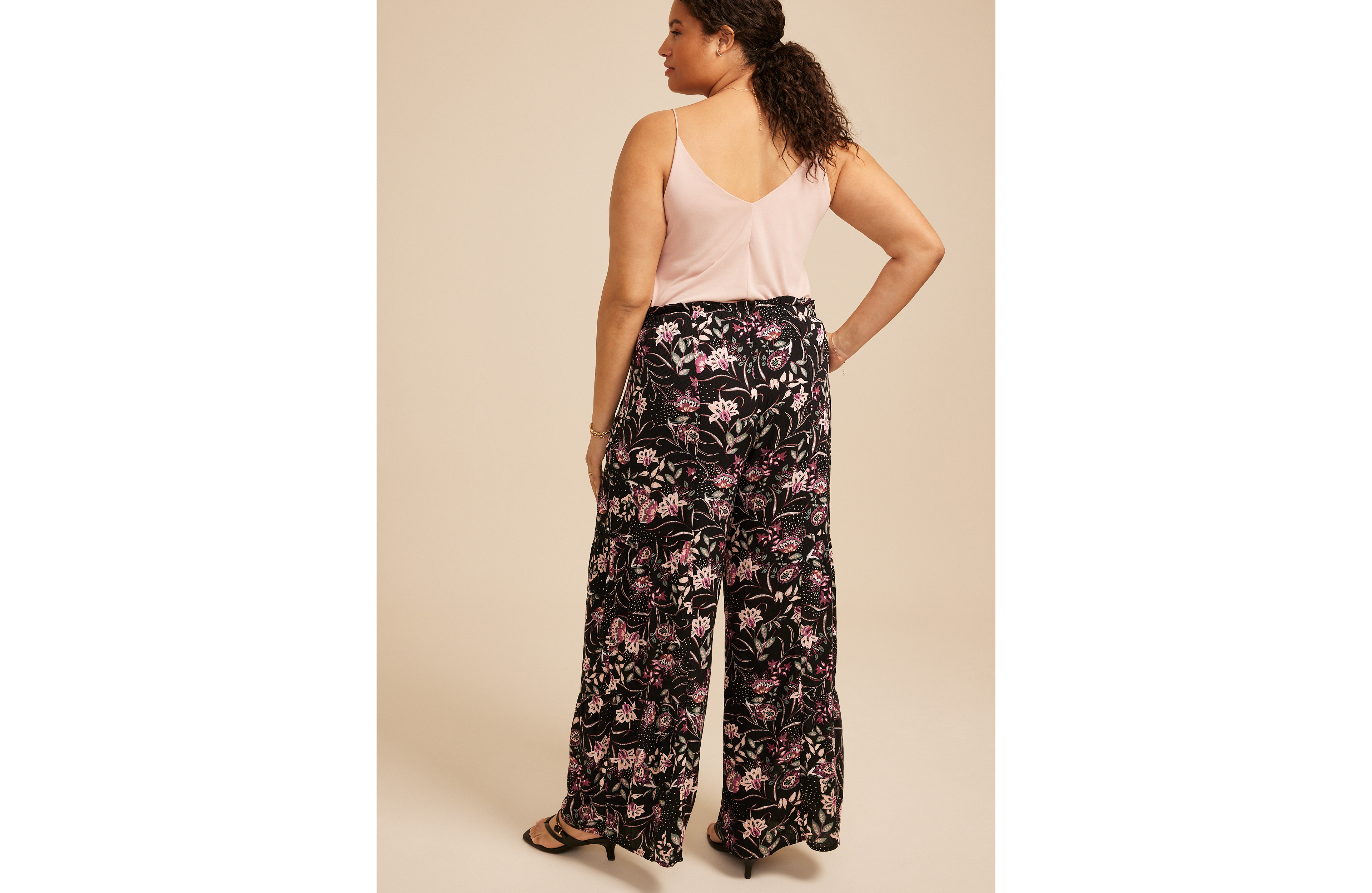 Plus Paisley Floral Print Palazzo High Rise Pant