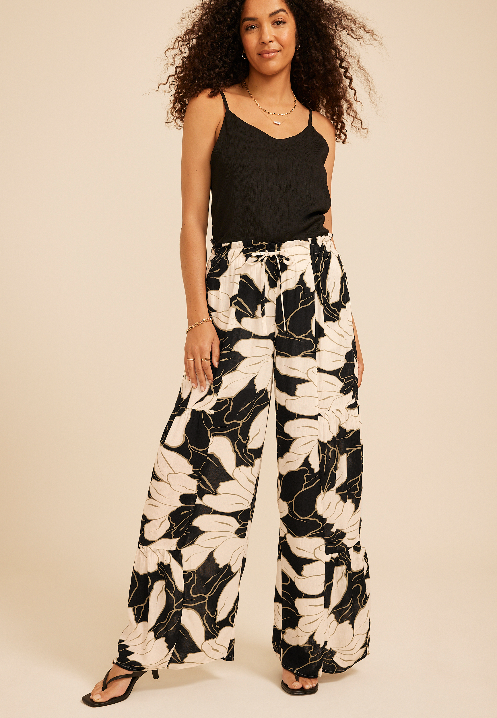 Floral Print Palazzo High Rise Pant