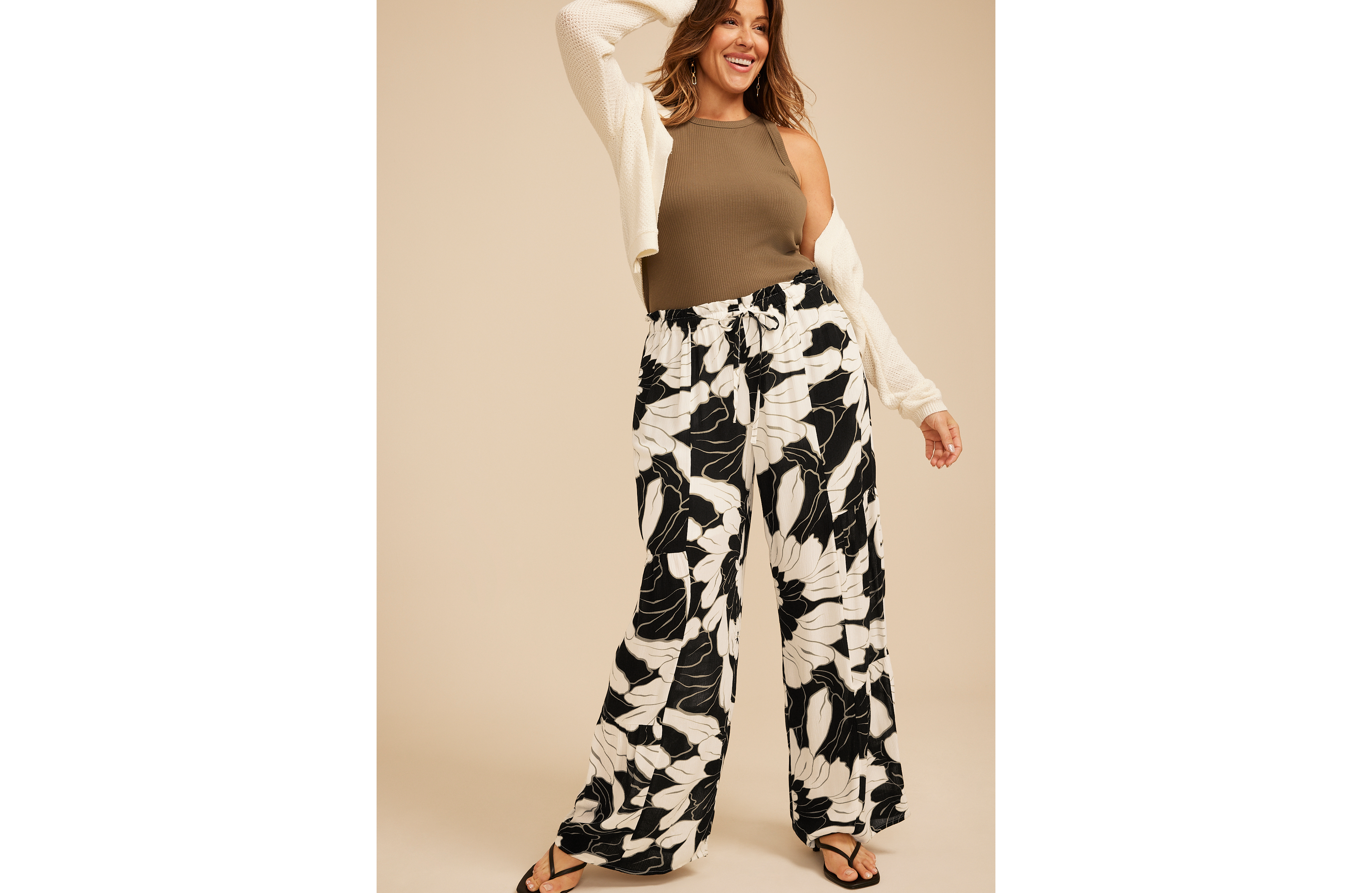 Plus Floral High Rise Palazzo Pant