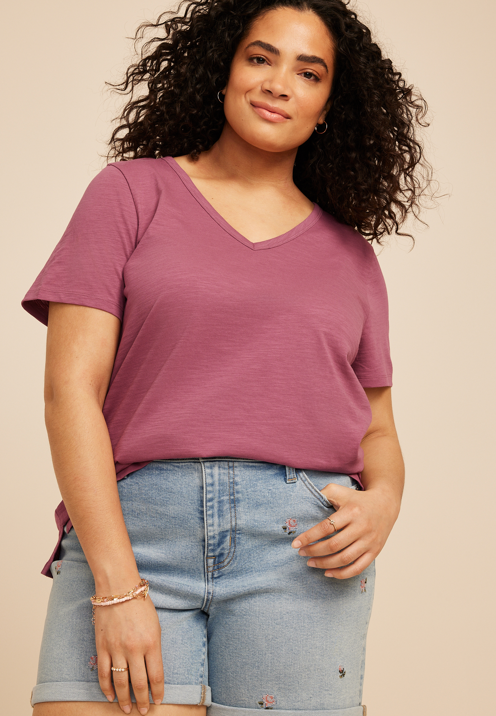 Plus Size 24/7 Dawson V Neck Tee