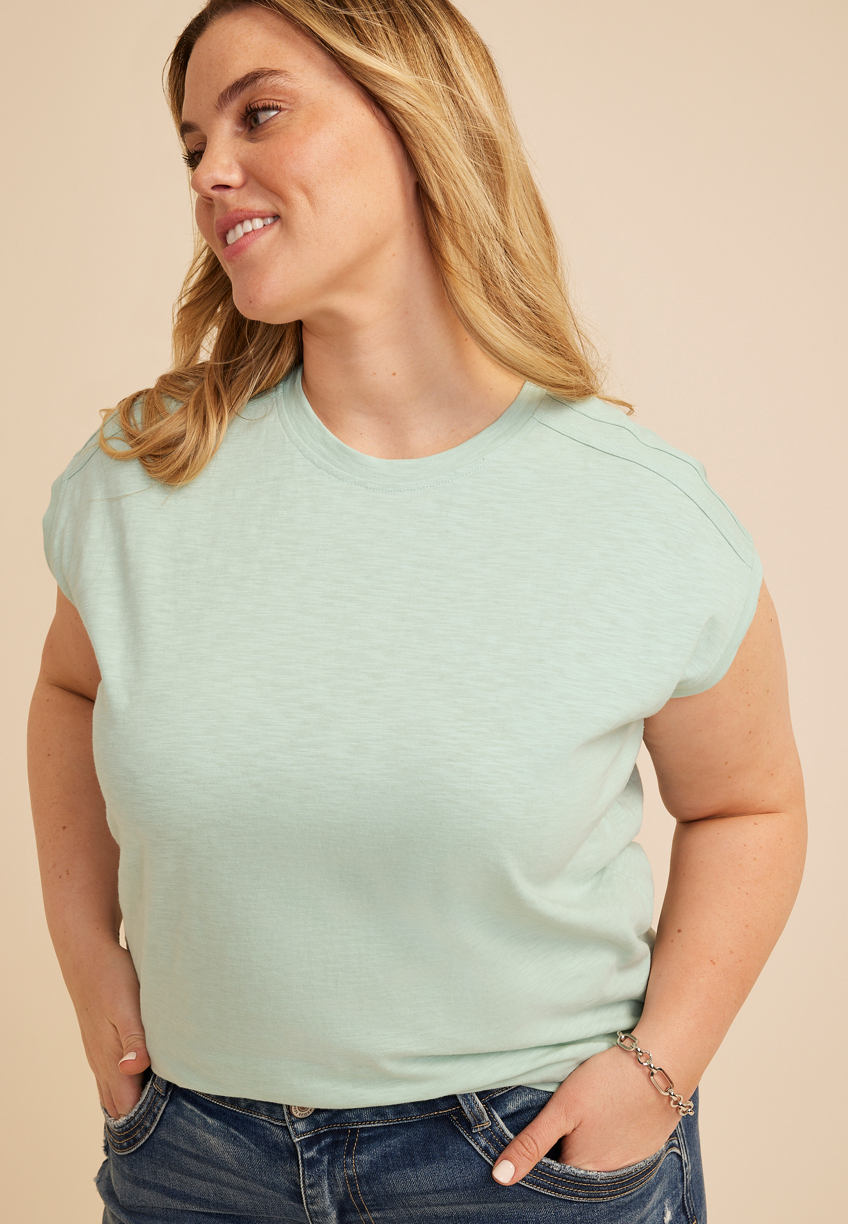 Plus Size 24/7 Shoulder Seamed Tee, C9251, large