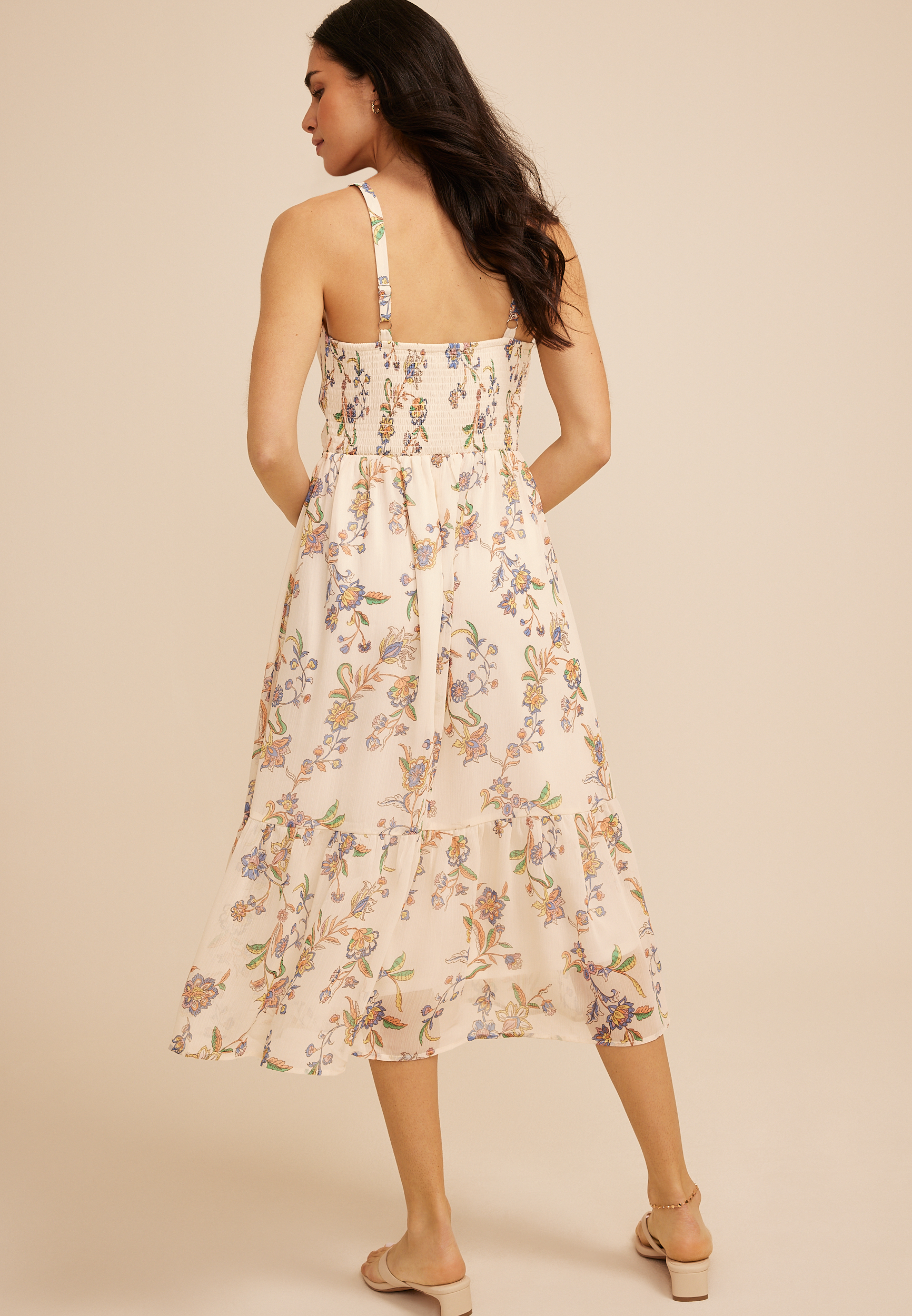 Bare Floral Cutout Cinch Front Midi Dress, C5487, large