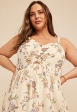 Plus Size Bare Floral Cutout Cinch Front Midi Dress, C5487, small