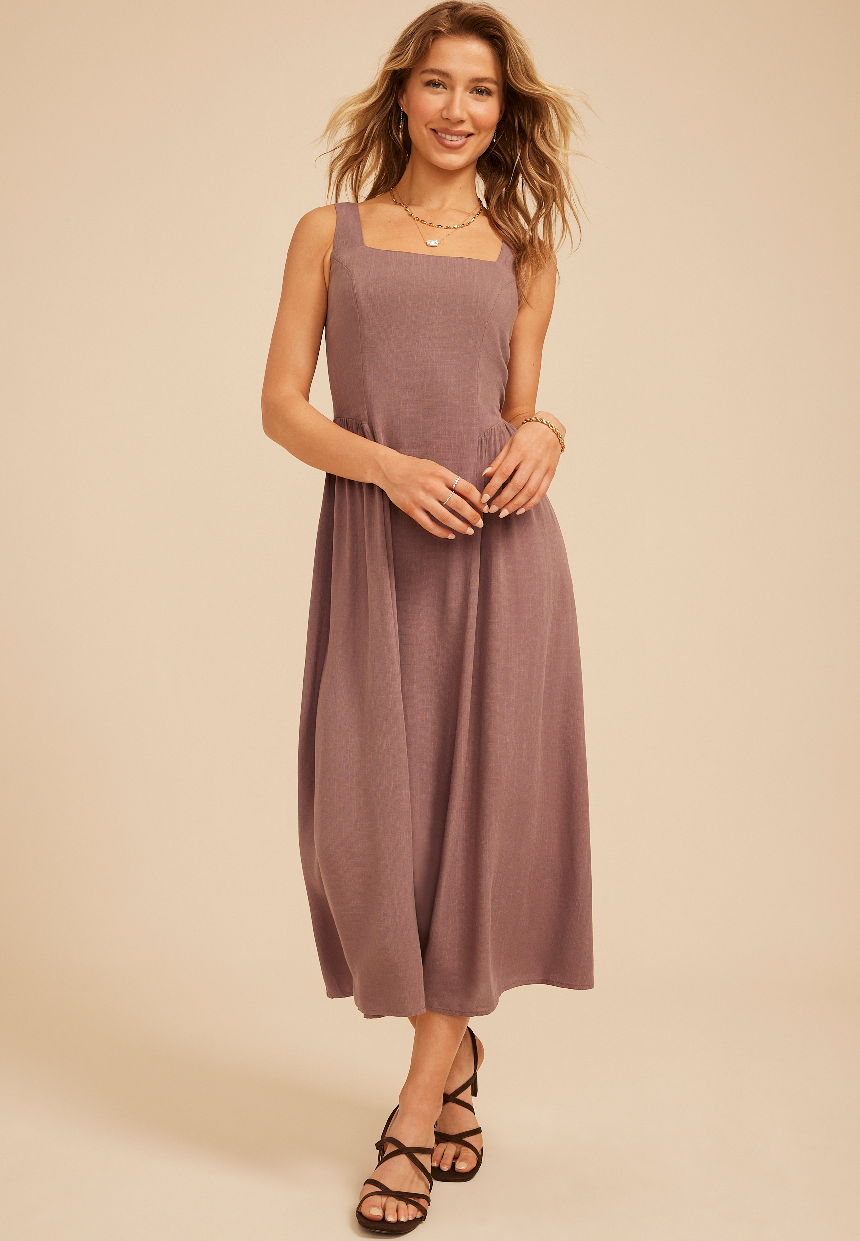 Bare Tank Drop Waist Midi Dress 