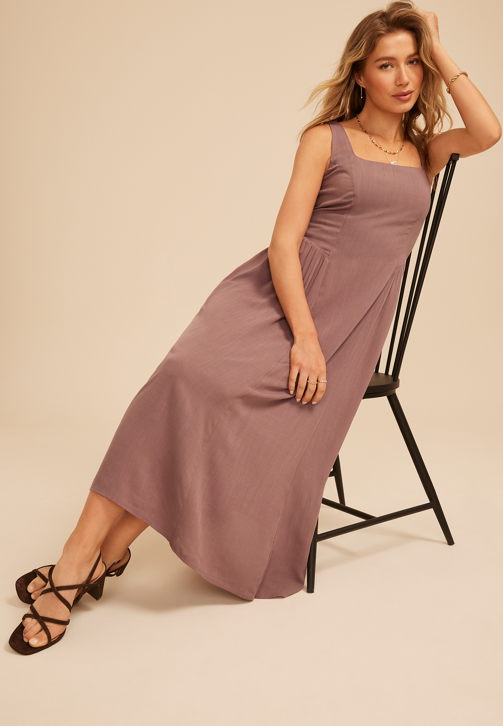 white christmas dresses Paduri Drop Waist Midi Dress in Chiffon Black main image 1