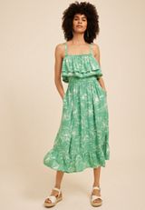 Bare Floral Print Tiered Midi Dress, C2721, small