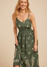 Paisley Border Print Midi Dress, C8260, small