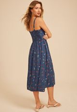 Bare Scallop Fruit Floral Sweetheart Midi Dress, C1606, small