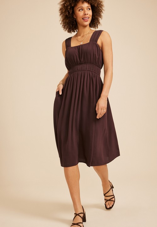 open lace back dress Modest Muslim Woman's Empire Waist Shimmery Tulle Dress - 36229 main image 1