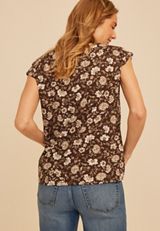 24/7 Shoulder Seamed Floral Tee, CHESTNUT BROWN COMBO, small