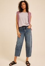 24/7 Shirred Shoulder Cap Sleeve Tee, C6226, small