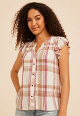 Pucker Plaid Button Down Shirt, C2969, small